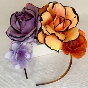 Tropical Floral Headband, Vibrant Purple & Orange